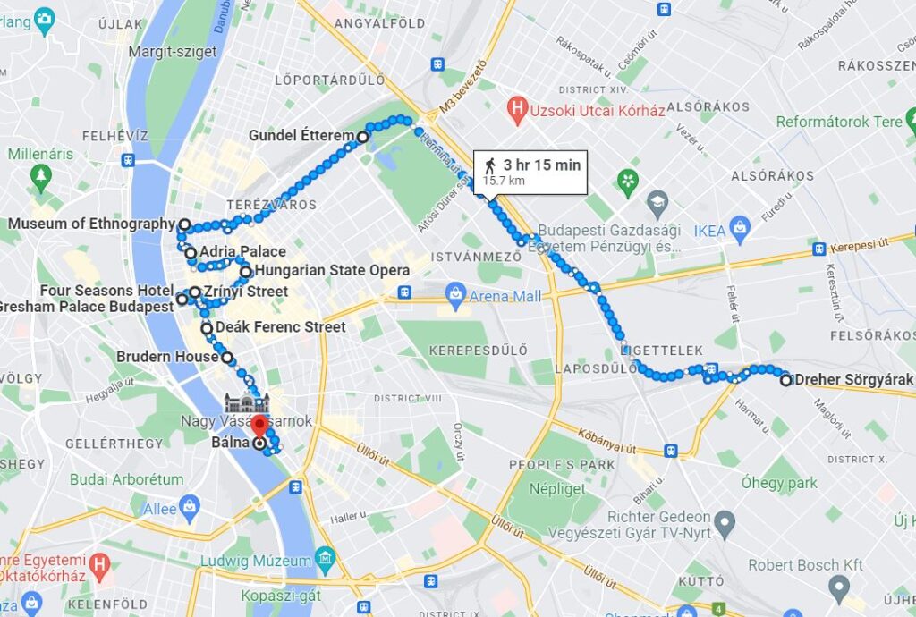 Mappa itinerario Budapest location Spy
